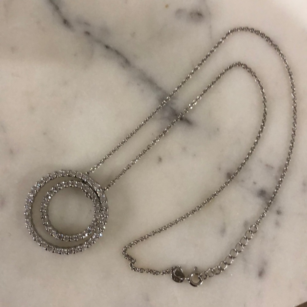 Sterling silver necklace with 2 CZ circle pendants